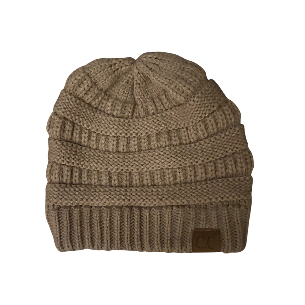 CC Exclusives Women's Taupe Brown Cable Knit Beanie Hat One Size‎